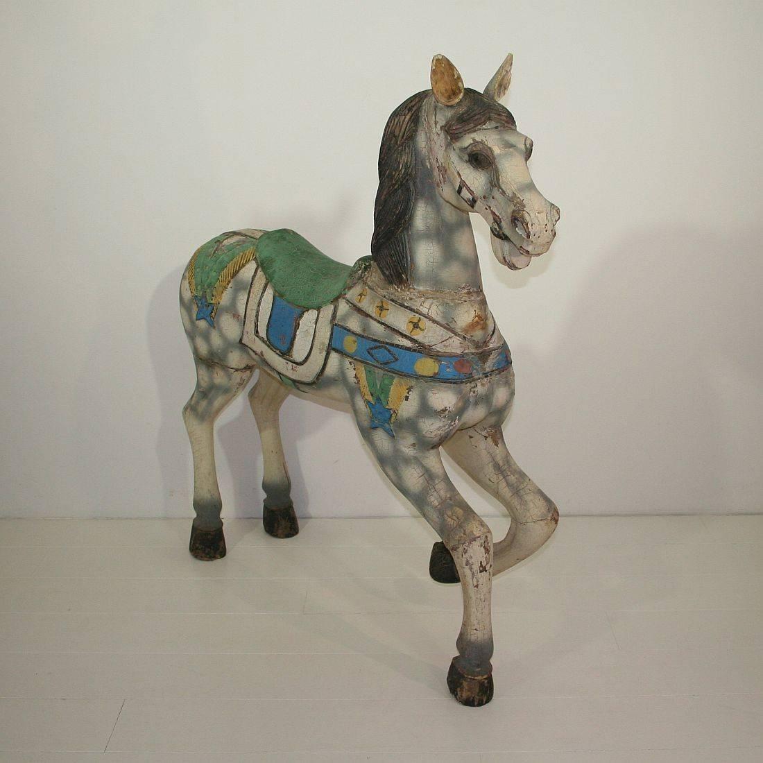 English Early 20th Century Carved Wood Carousel Horse