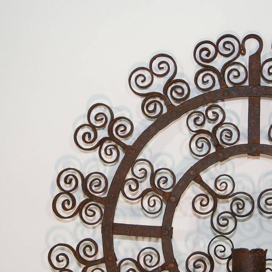 Spanish 19th Century, Hand-Forged Iron Wall Candleholder / Sconce 1