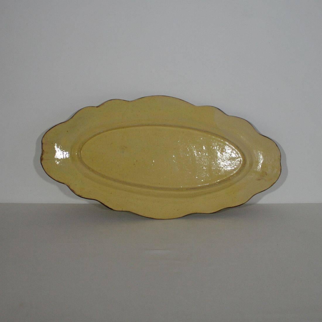 French Provincial Large French 19th Century, Glazed Earthenware Serving Platter