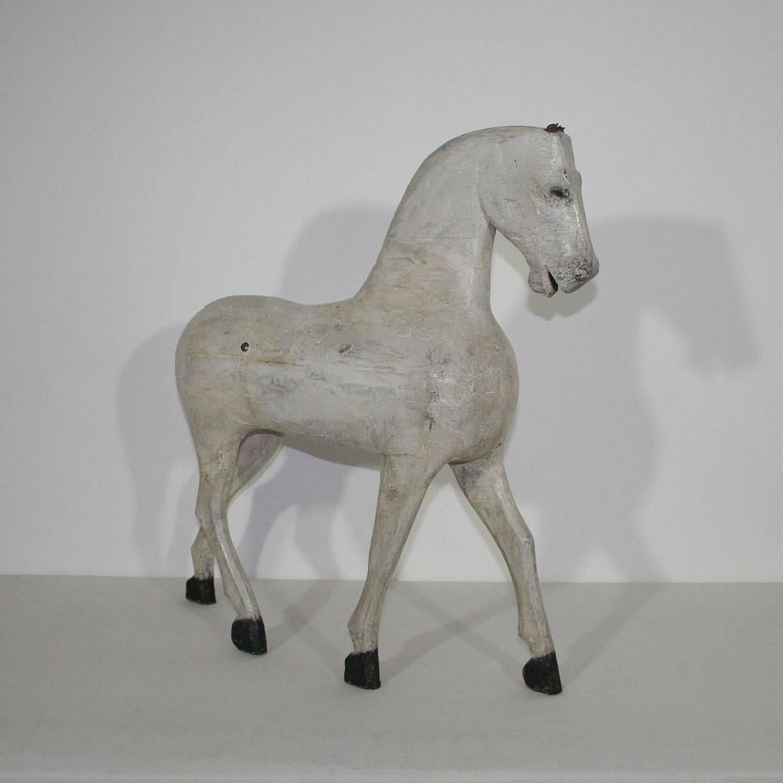 19th Century, French Painted Wooden Horse 1