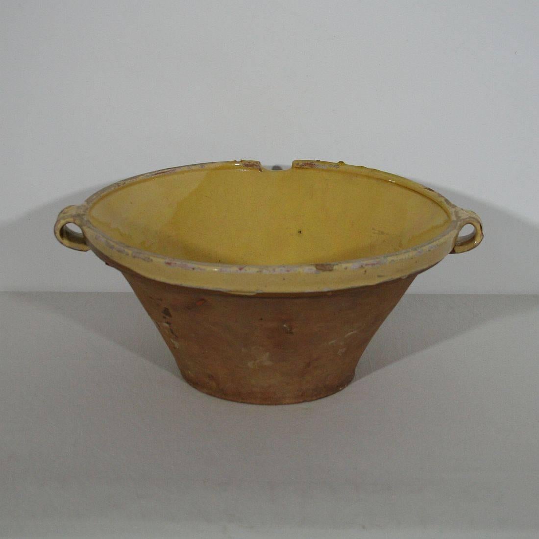 19th Century French Glazed Terracotta Dairy Bowl or Tian 1
