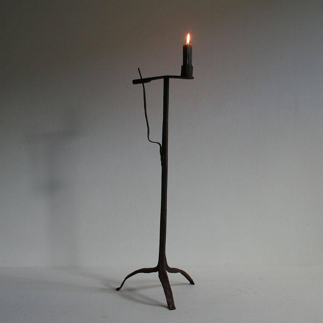 French 18th Century Hand-Forged Iron Candleholder 2