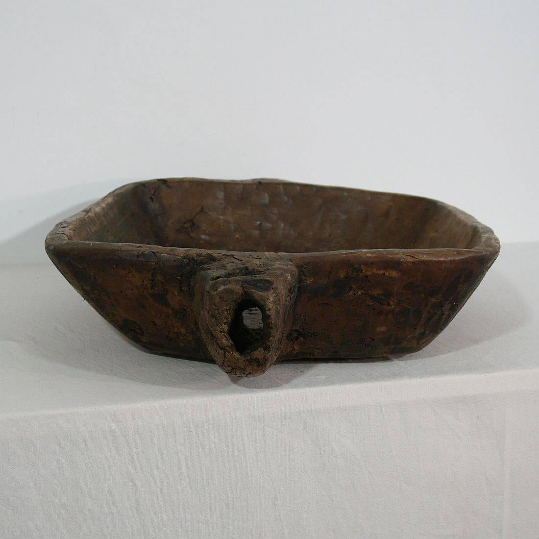 Large French 19th Century, Carved Wooden Bowl 1