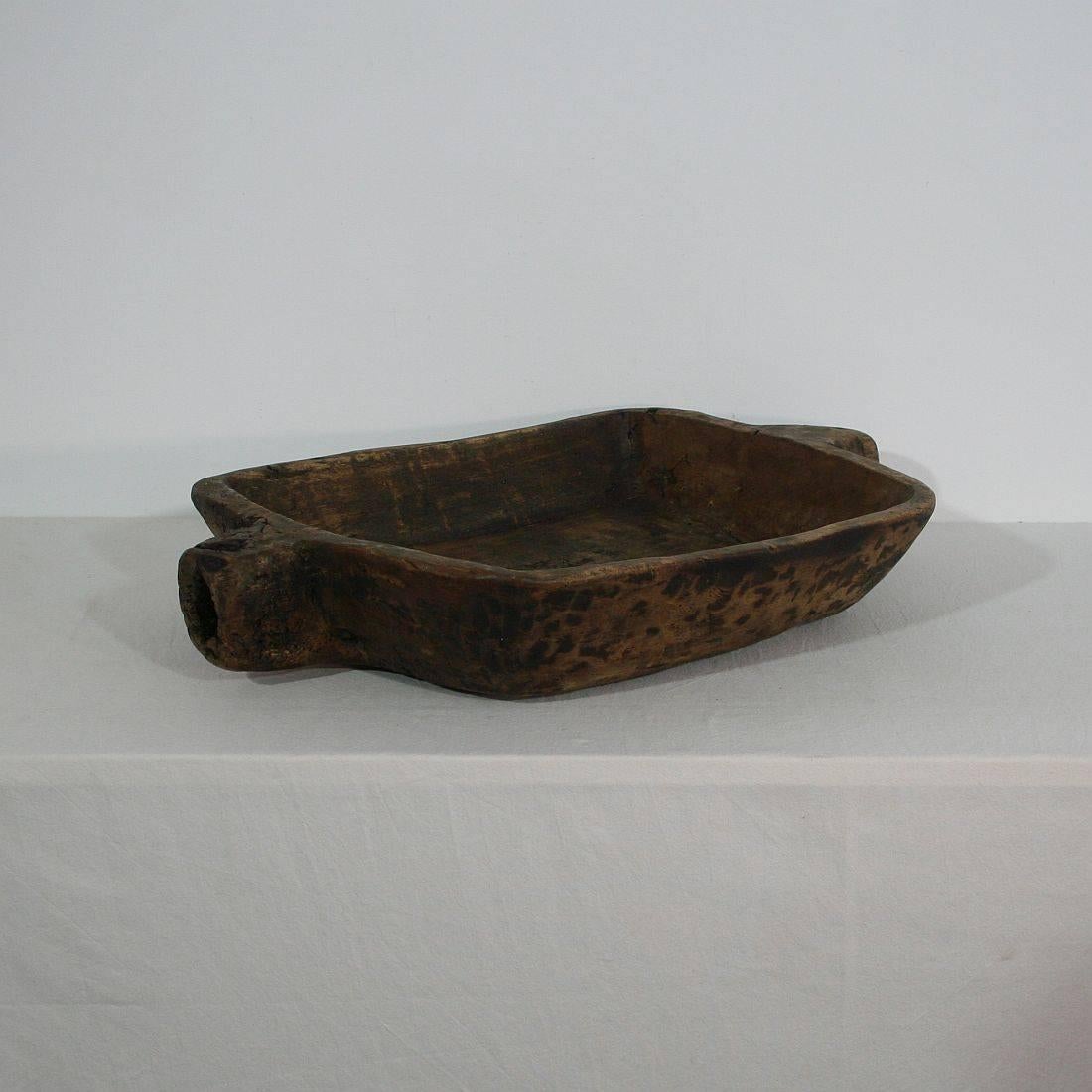 French Provincial Large French 19th Century, Carved Wooden Bowl