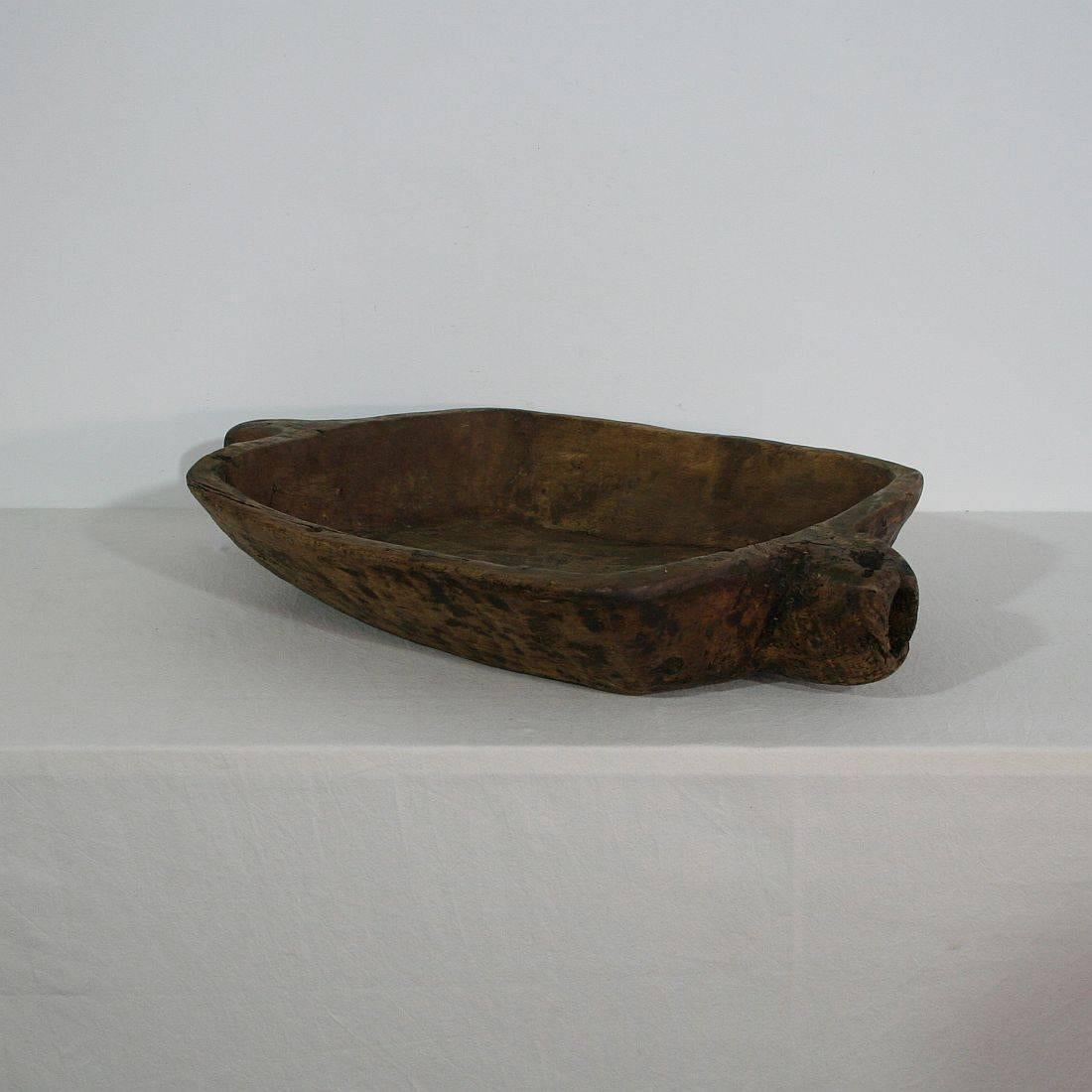 Hand-Carved Large French 19th Century, Carved Wooden Bowl
