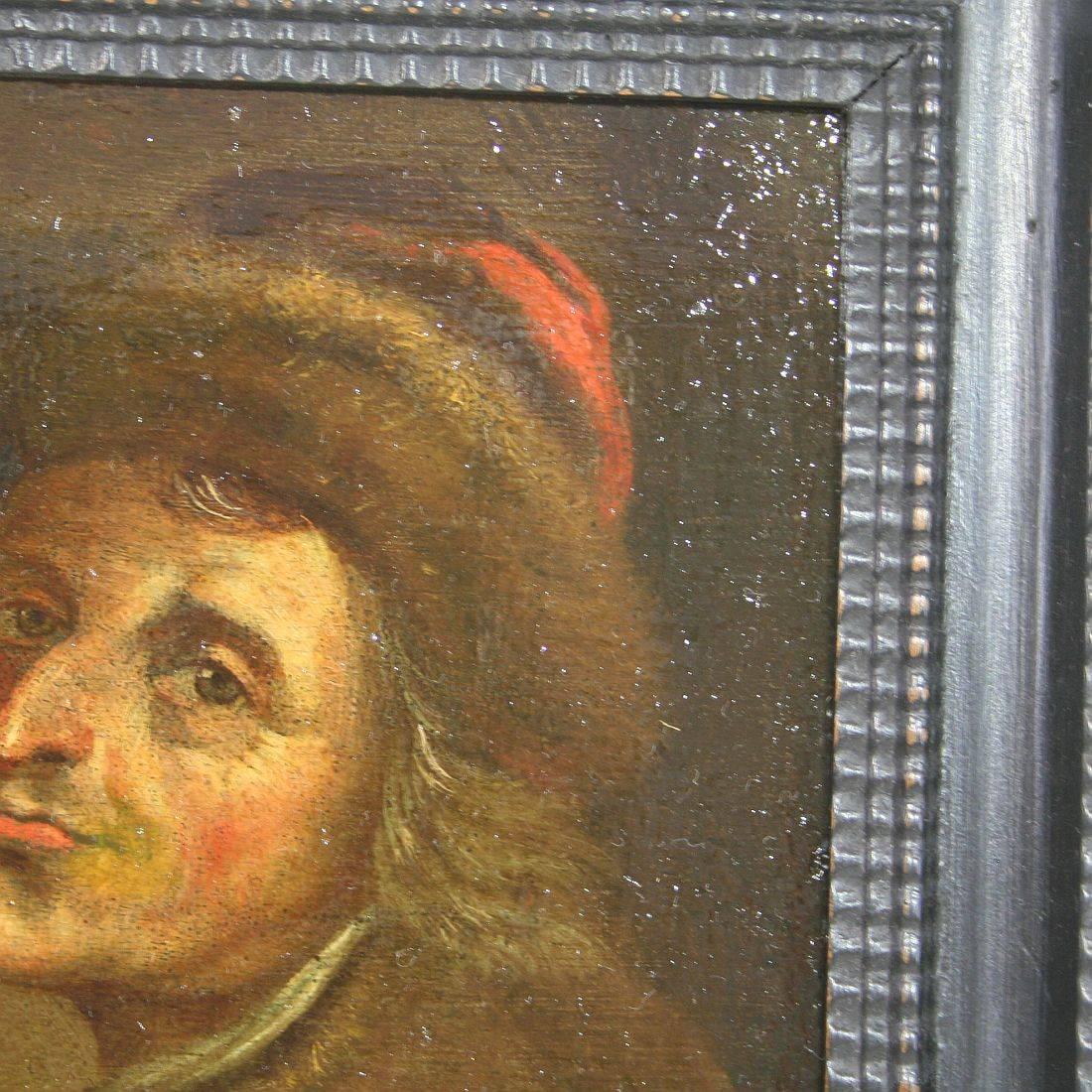 18th Century and Earlier 18th Century Dutch Oil Painting of a Man with Fur Hat