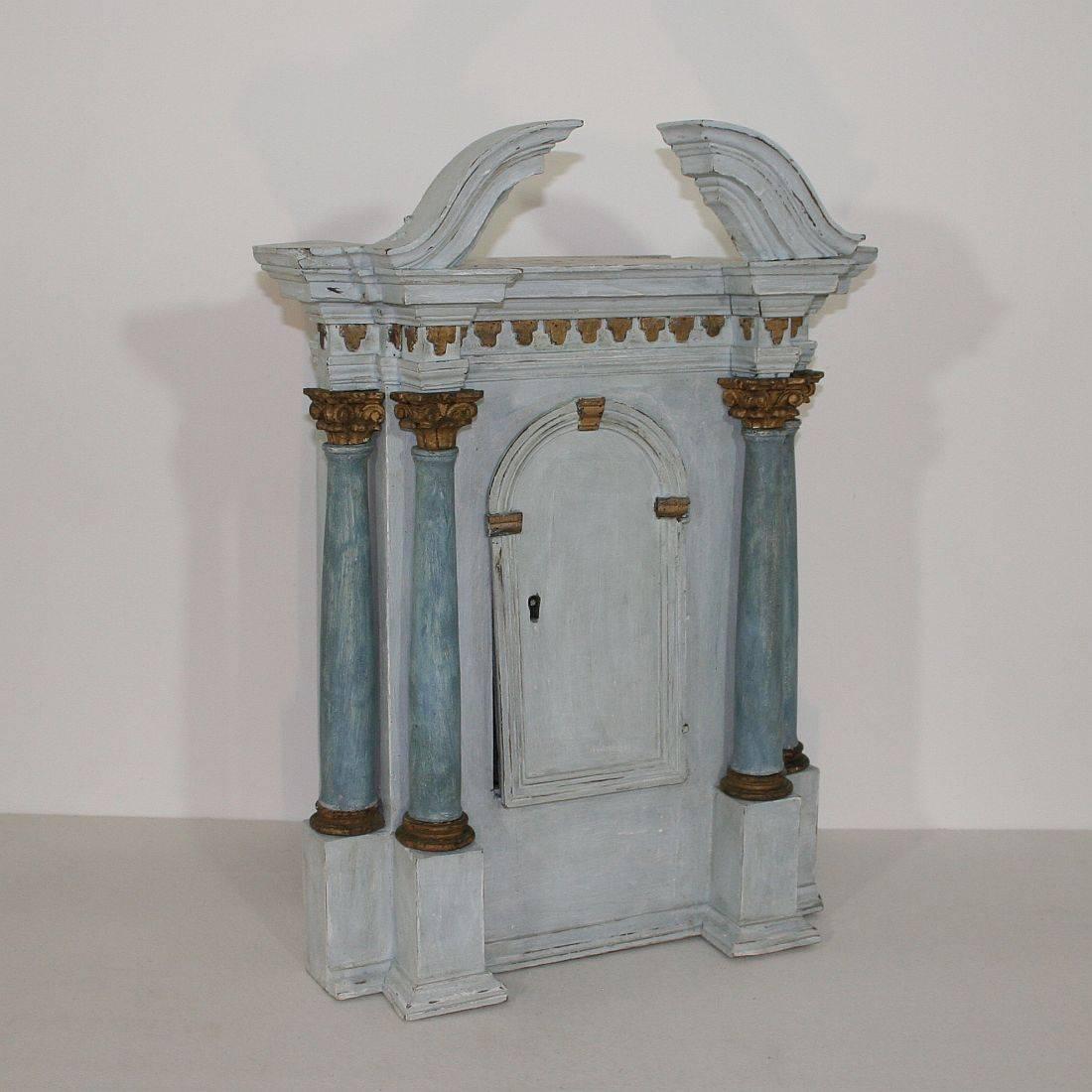 Hand-Carved 18th Century Austrian Painted Baroque Wooden Tabernacle