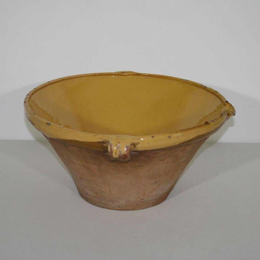 19th Century French Glazed Terracotta Dairy Bowl or Tian 1