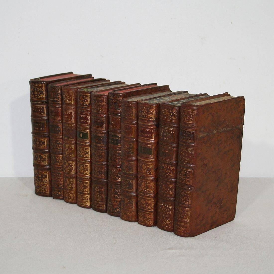 Great collection of 10 leather books
France 18th century
Weathered
Size here below as a group.