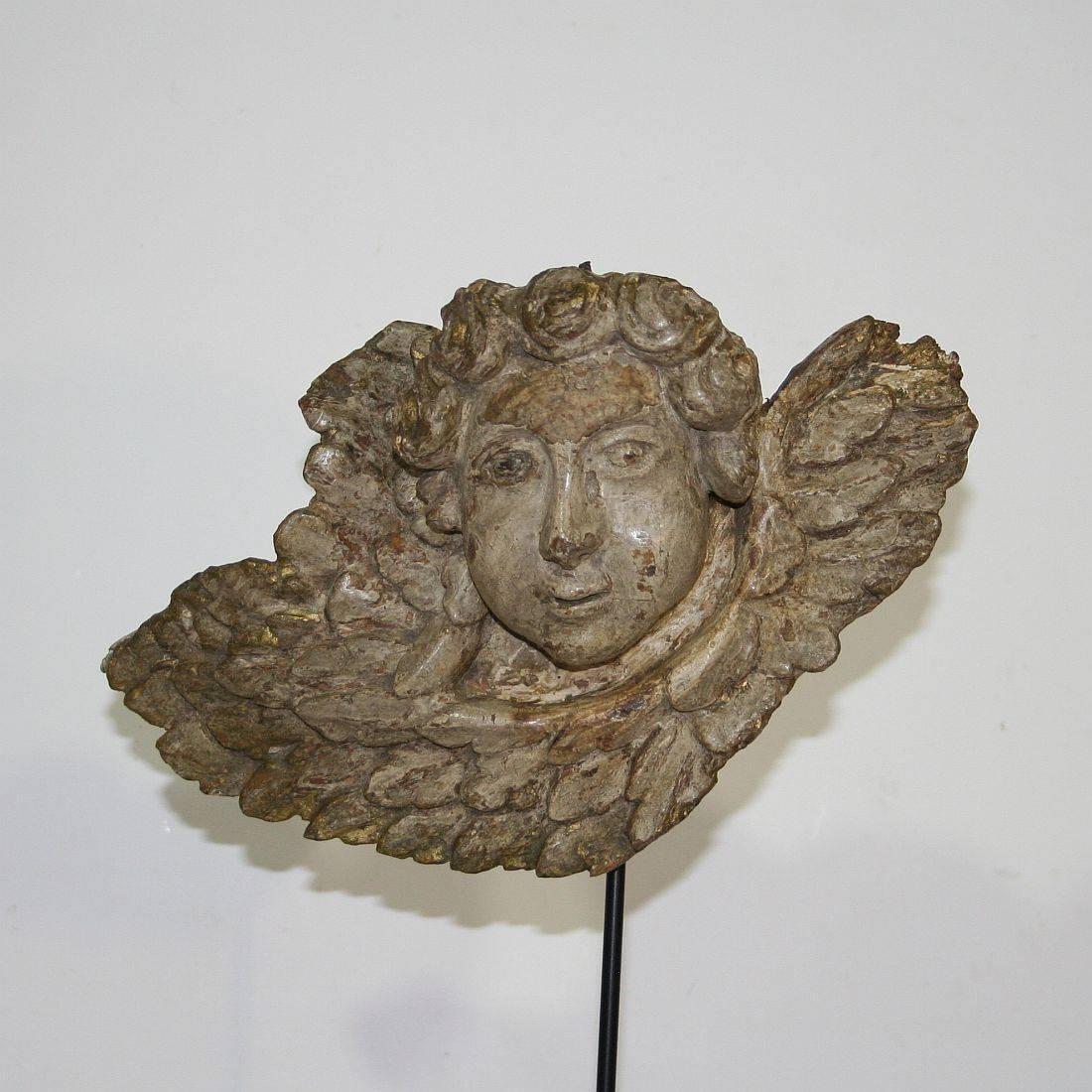 Couple of French, 18th Century Baroque Angel Heads In Fair Condition In Buisson, FR