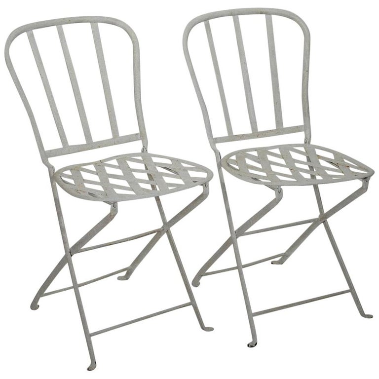 Pair Of French 19th Century Iron Folding Bistro Chairs For At Pair Of French 19th Century Iron Folding Bistro Chairs For