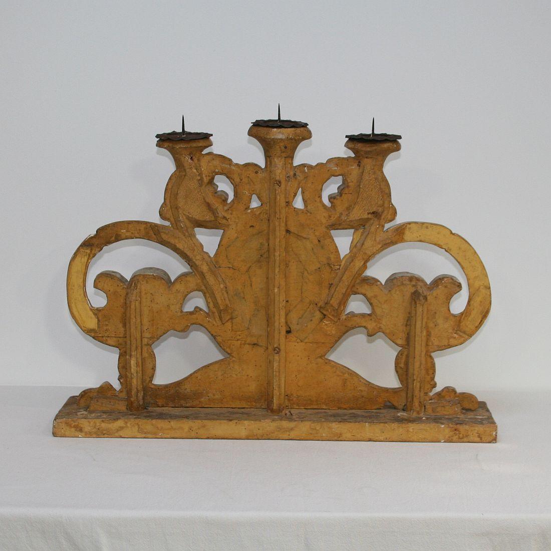 Pair of 18th Century Italian Baroque Carved Wooden Candleholders/Candlesticks 4