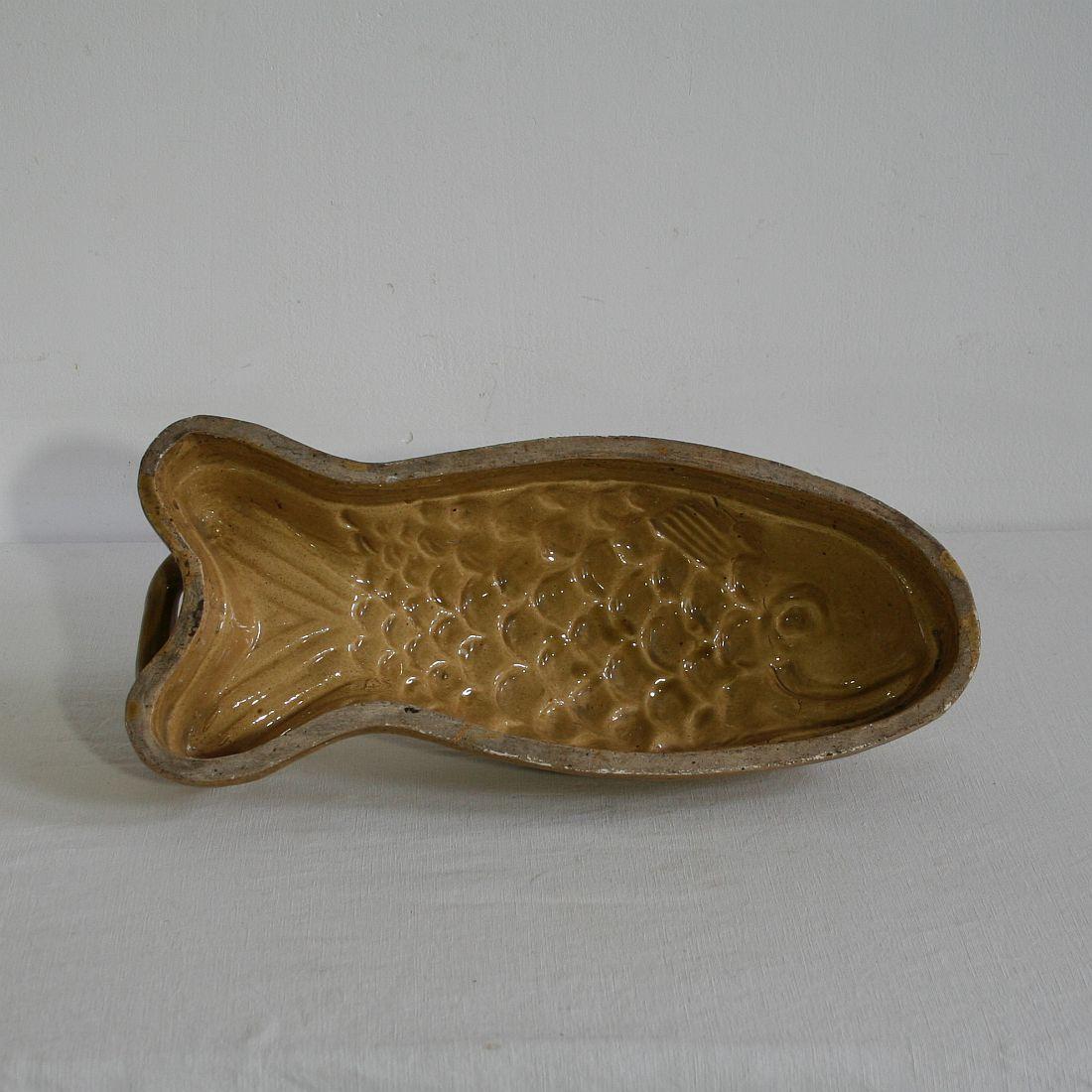 Folk Art Collection of 19th Century, French Earthenware Fish Baking Molds
