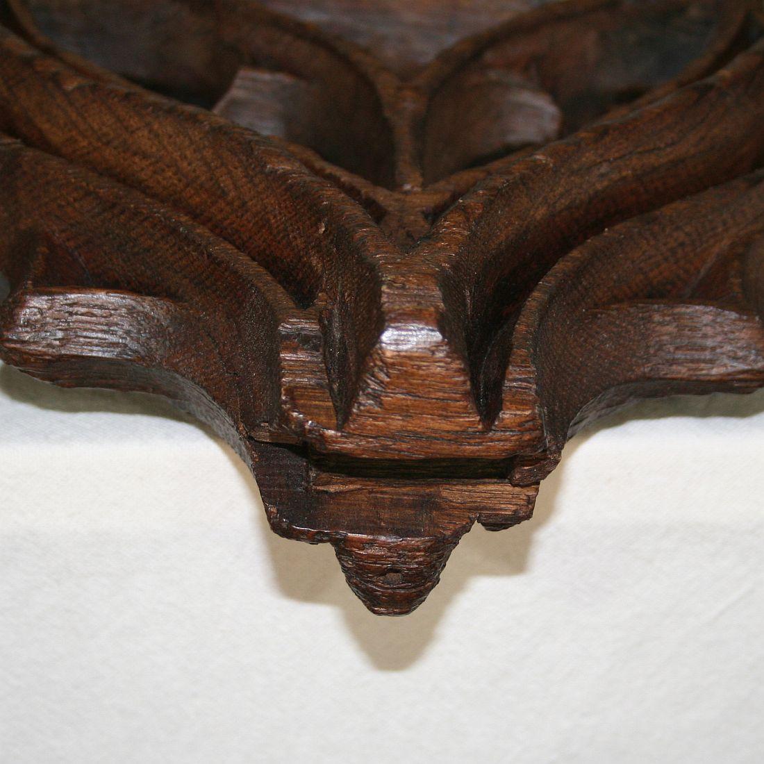 Large French Medieval Gothic Carved Oak Fragment 11