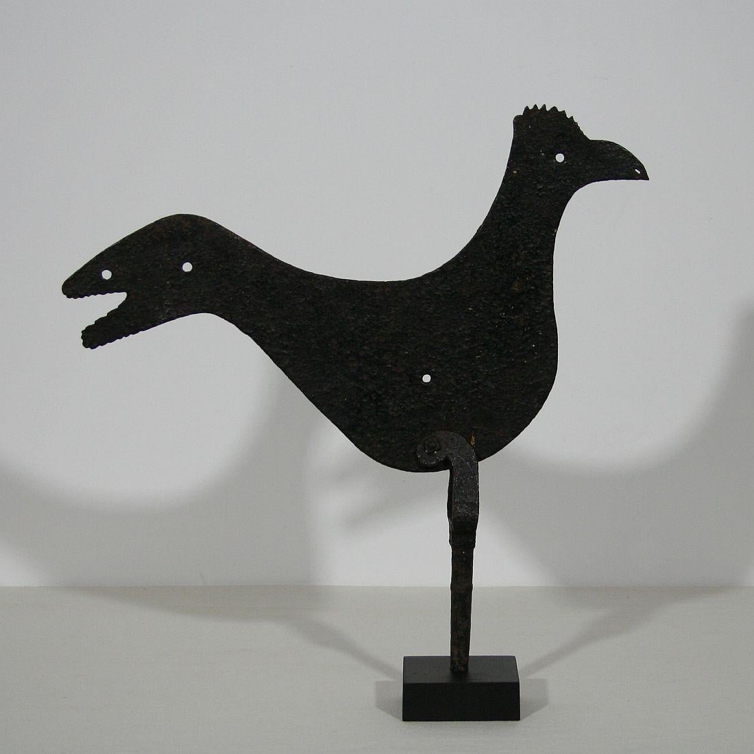 18th-19th Century, French Folk Art Hand Forged Iron Rooster, Weathervane 1