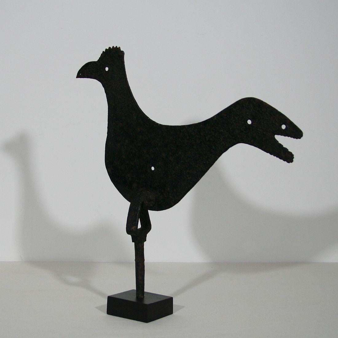 18th-19th Century, French Folk Art Hand Forged Iron Rooster, Weathervane 3