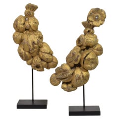 Pair 17/18th Century French Gilded Carved Oak Baroque Ornaments