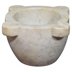 19th Century French White Marble Mortar