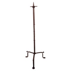 17th-18th Century French Hand Forged Iron Candleholder