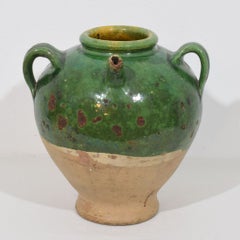 French 19th Century Glazed Earthenware Walnut Oil Jug