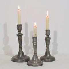 Collection of 18th-19th Century French Pewter Candleholders