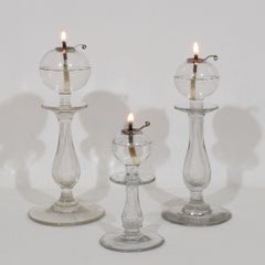 Collection of 19th Century French Glass Weaver Oil Lamps