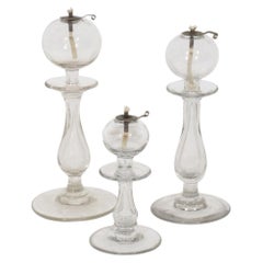 Collection of 19th Century French Glass Weaver Oil Lamps