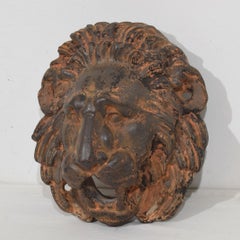 Antique French Cast Iron Lion Head Fountain Spout, 1850