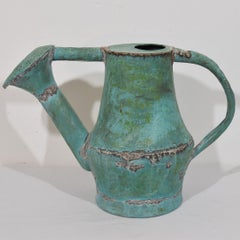 Antique French Hand-Crafted Copper Watering Can with Green Patina, 1850-1900