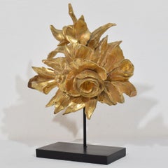 18th Century Antique Italian Giltwood Floral Decorative Ornament on Stand