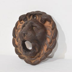 Antique French Cast Iron Lion Head Fountain Ornament, circa 1850-1900