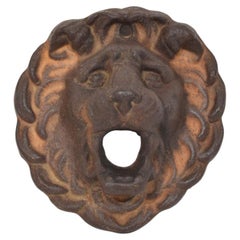 Antique French Cast Iron Lion Head Fountain Ornament, circa 1850-1900