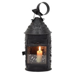 Antique French Punched Tin Paul Revere Style Candle Lantern circa 1750-1850