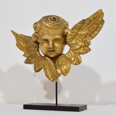 Antique Italian Giltwood Angel Cherub Putto Baroque Sculpture, c. 1720-1760