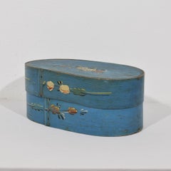 19th-Century Antique Swedish Blue Painted Bentwood Svepask Box, c. 1820