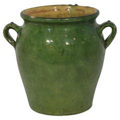 19th-Century French Green Confit Pot / Provencal Terracotta Jar