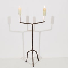17th Century French Hand Forged Wrought Iron Pricket Candlestick