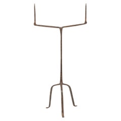 17th Century French Hand Forged Wrought Iron Pricket Candlestick