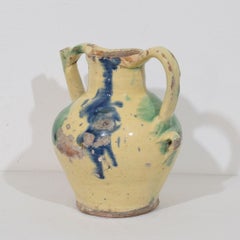 19th Century French Splash Glaze Yellow Water Cruche Pottery Orjol