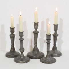 18th Century French Pewter Baluster Candlesticks - Collection of 5