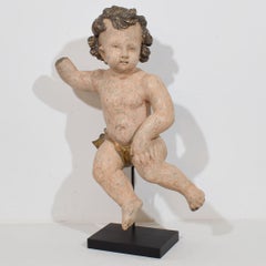 18th Century Italian Baroque Carved Wood Cherub Angel Putto Sculpture