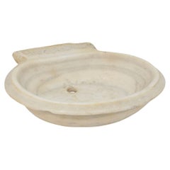 18th Century Antique Italian White Marble Wall-Mounted Sink Basin