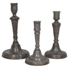 18th Century European Pewter Baluster Candlesticks - Set of 3