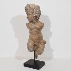 18th Century Spanish Baroque Carved Wood Cherub Figure
