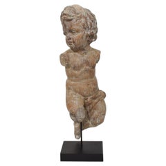 18th Century Spanish Baroque Carved Wood Cherub Figure