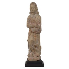 Figurenskulptur des Heiligen Johannes aus französischer Eiche, 16. Jahrhundert