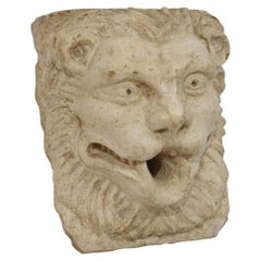 17th Century Italian Limestone Lion Head Fountain Spout Sculpture