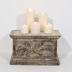 18th Century Italian Hand-Carved Silver Gilt Wooden Pedestal
