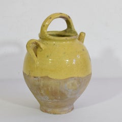 Rare 19th Century French Yellow Glazed Gargoulette Water Jug Cruche