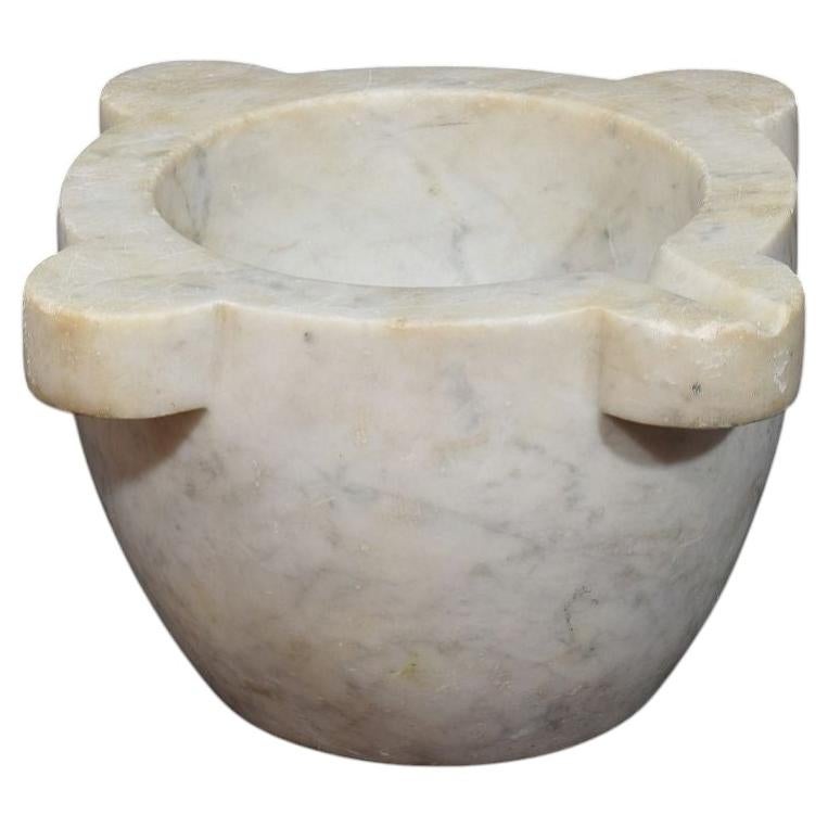 19th Century French Carrara Marble Mortar